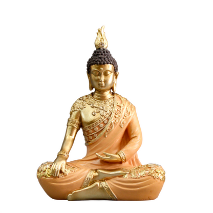 Premium Meditating Buddha Statue for Home Decor Elegant Blue and Gold Lord Buddha Sculpture Figurine for Living Room, Office Desk, and Vastu Spiritual Gifts