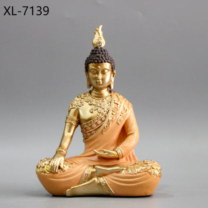 Premium Meditating Buddha Statue for Home Decor Elegant Blue and Gold Lord Buddha Sculpture Figurine for Living Room, Office Desk, and Vastu Spiritual Gifts