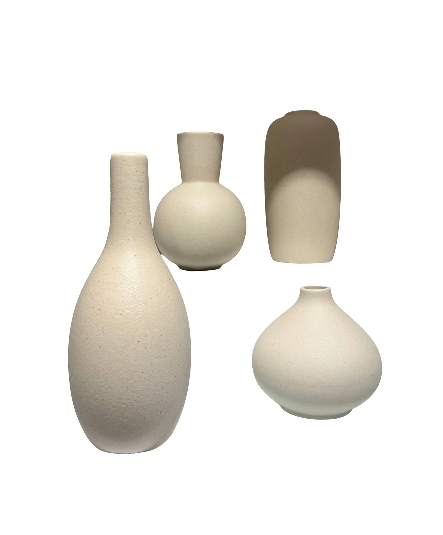 Minimalist Ceramic Vase Set of 4, Modern Matte Speckled Flower Vases for Aesthetic Home Decor, Living Room Mantle and Housewarming Gift