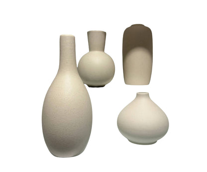 Minimalist Ceramic Vase Set of 4, Modern Matte Speckled Flower Vases for Aesthetic Home Decor, Living Room Mantle and Housewarming Gift