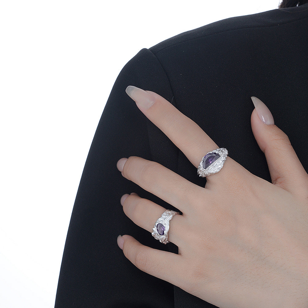 Irregular Broken Texture Ring For Women
