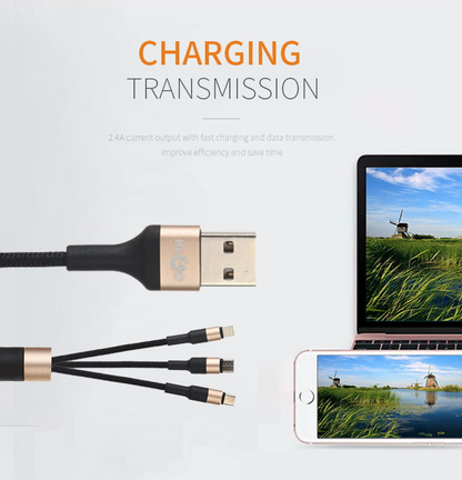 KLGO 3-In-1 High Power Fast Charging Data Cable