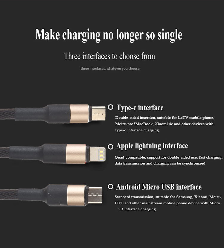 KLGO 3-In-1 High Power Fast Charging Data Cable