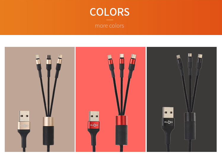 KLGO 3-In-1 High Power Fast Charging Data Cable