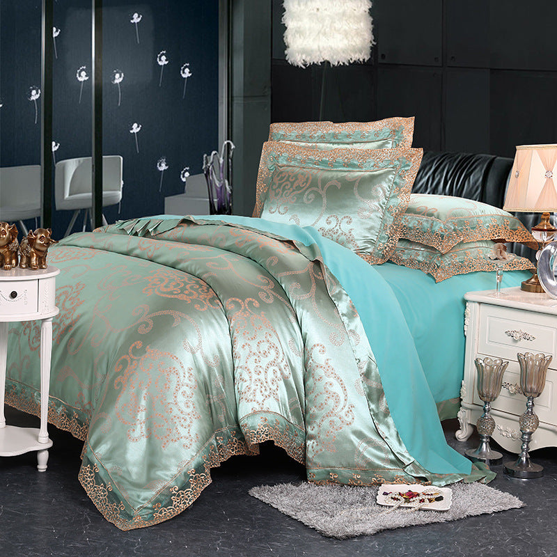 Four-piece Set Of Satin Jacquard Lace, High-end Luxury Home Textiles, Bedding