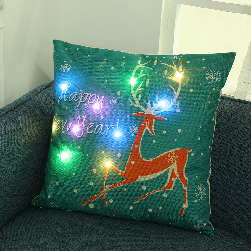 Home Pillow Cover Creative Led Colored Lamp Christmas Theme