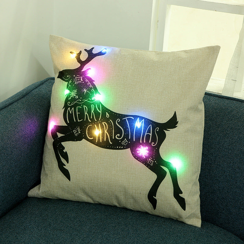 Home Pillow Cover Creative Led Colored Lamp Christmas Theme