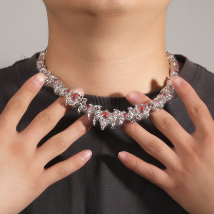 Thorn Diamond-embedded Hip Hop Necklace Men's Special-interest Design Trend