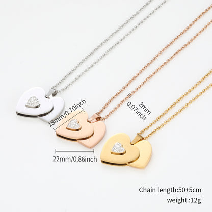 Best Friend Gift Peach Heart Combination Necklace