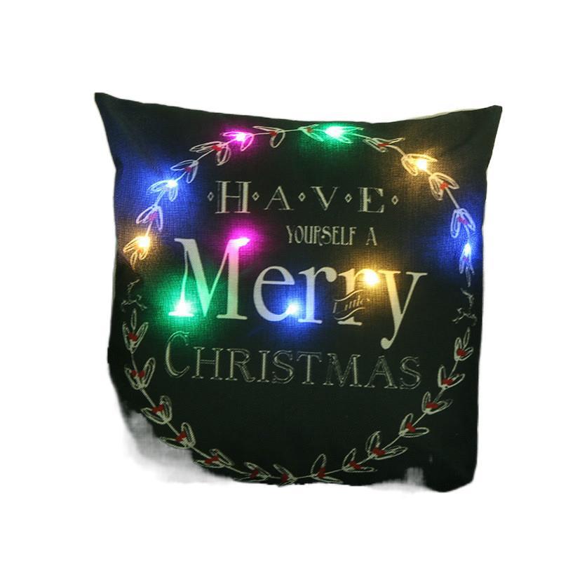 Home Pillow Cover Creative Led Colored Lamp Christmas Theme