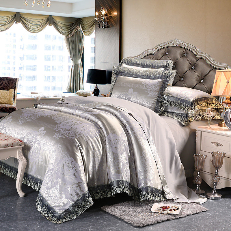 Four-piece Set Of Satin Jacquard Lace, High-end Luxury Home Textiles, Bedding