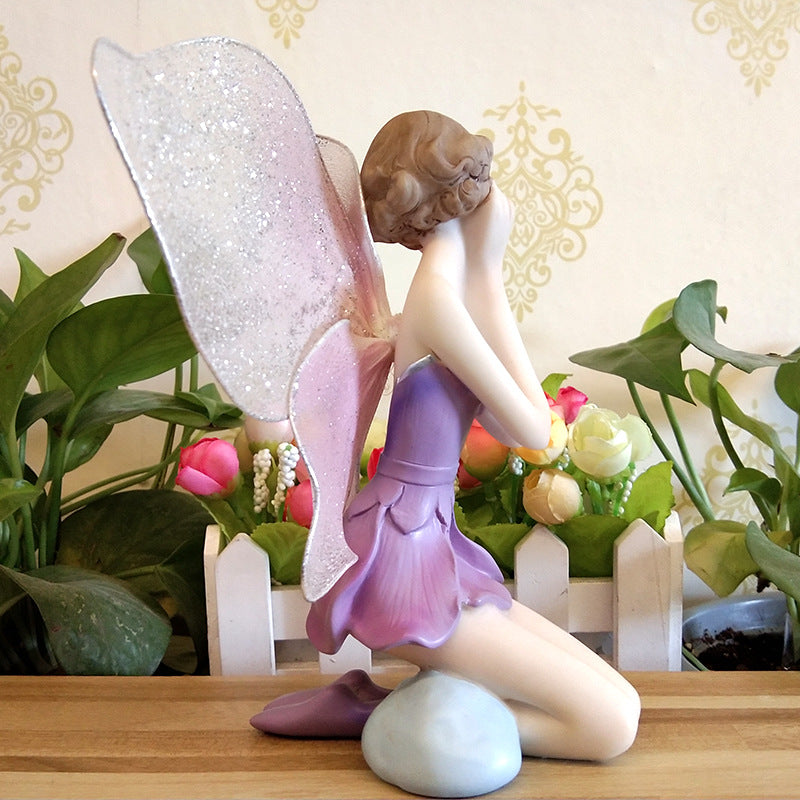 Home Decor Resin Angel Flower Fairy Garden Figurines Birthda