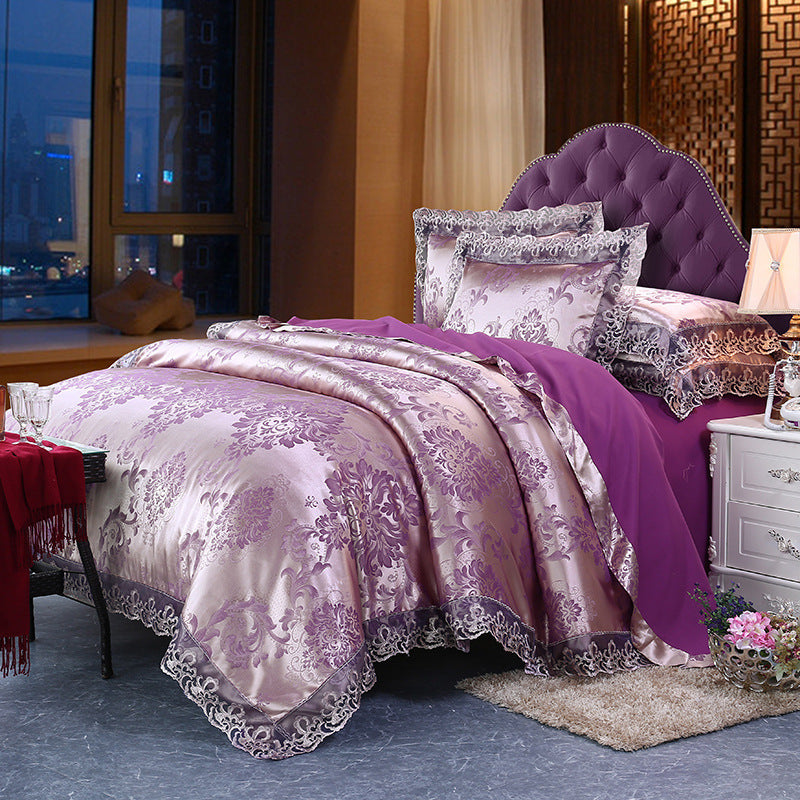 Four-piece Set Of Satin Jacquard Lace, High-end Luxury Home Textiles, Bedding