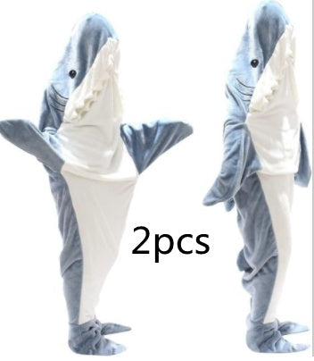 Home Soft Flannel Shark Blanket Hoodie