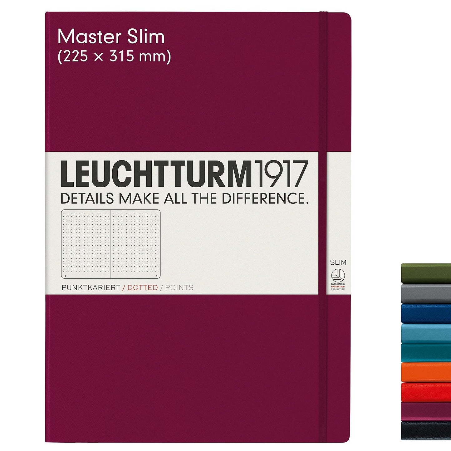 Notebook Master Slim(A4+) Hardcover,121 Numbered Pages,Pacific Green