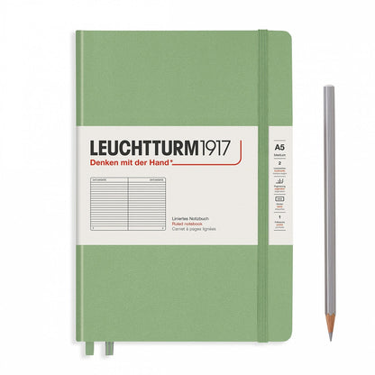 Notebook Medium (A5) Hardcover, 251 Numbered Pages, Sage