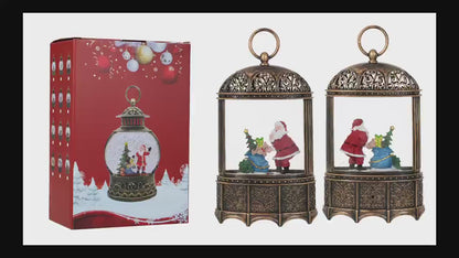 SINT Christmas Vintage Snow Globe Lantern (Santa Claus with Teddy and Gift)