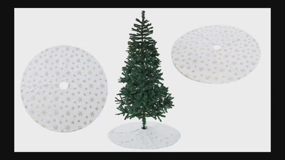 SINT 48 Inch Large White Chritsmas Tree Skirt with Silver Snowflake