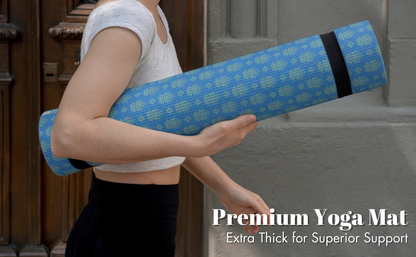 Premium 6mm Print Reversible Yoga Mat- Blue Peacock