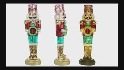 SINT Green Color Glass Lightup Nutcrackers Figurine Ornaments Christmas Decoration