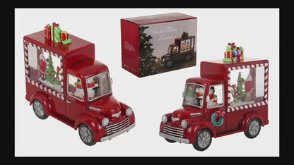 SINT Christmas Red Gift Truck Snow Globe Lantern