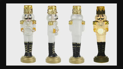 SINT White Color Glass Lightup Nutcrackers Figurine Ornaments for Christmas Decoration