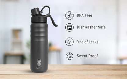 Vacuum Insulated Water Bottle- Leak Proof 24 oz| 700 ML Black