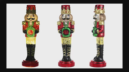 SINT Red Color Glass Lightup Nutcrackers Figurine Ornaments for Christmas Decoration