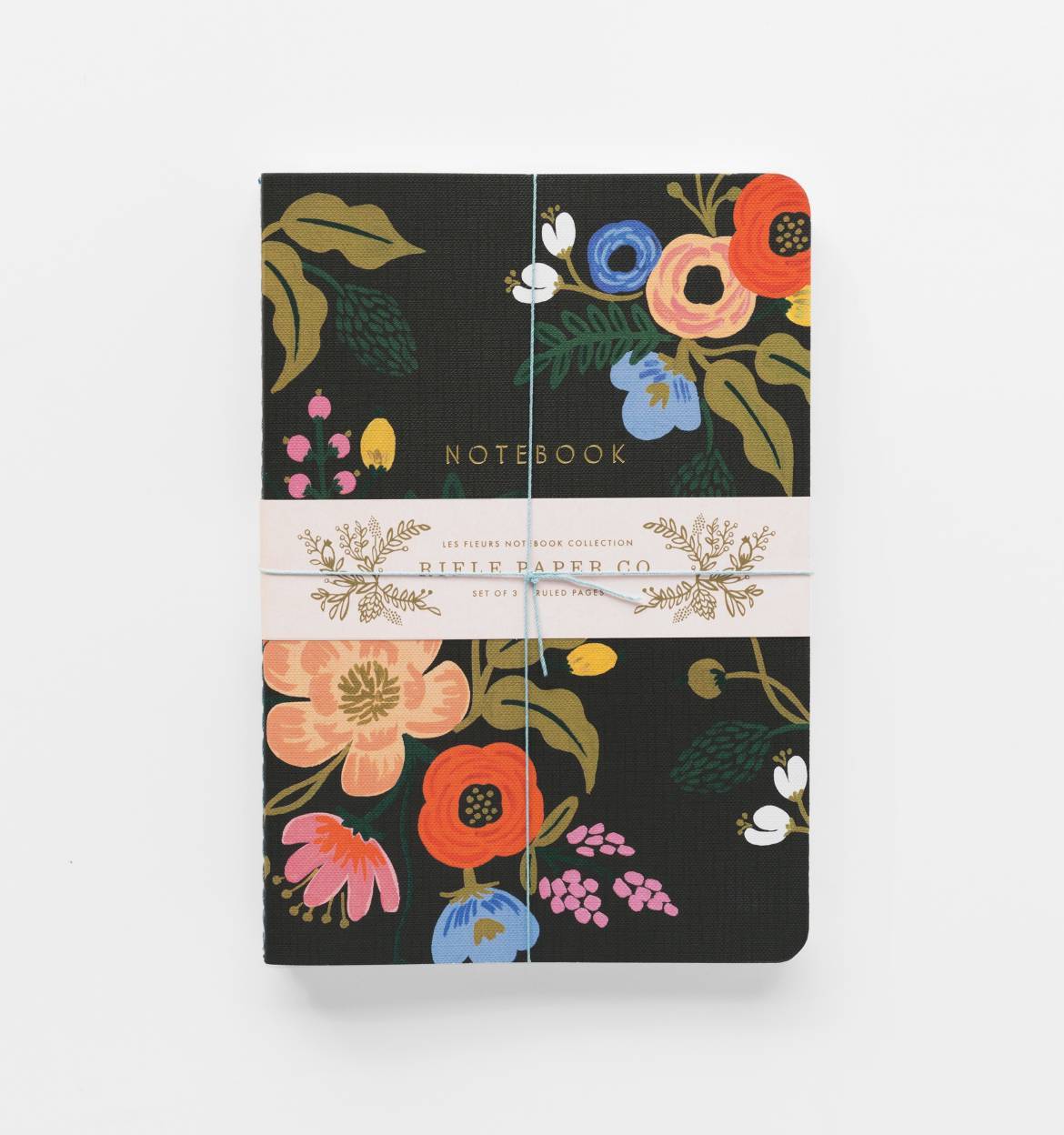 Lively Floral Set Of Three Stitched Notebooks