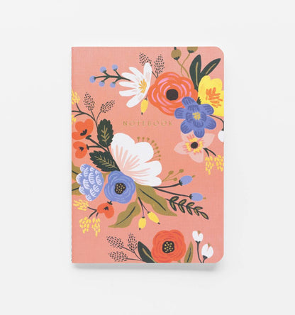 Lively Floral Set Of Three Stitched Notebooks