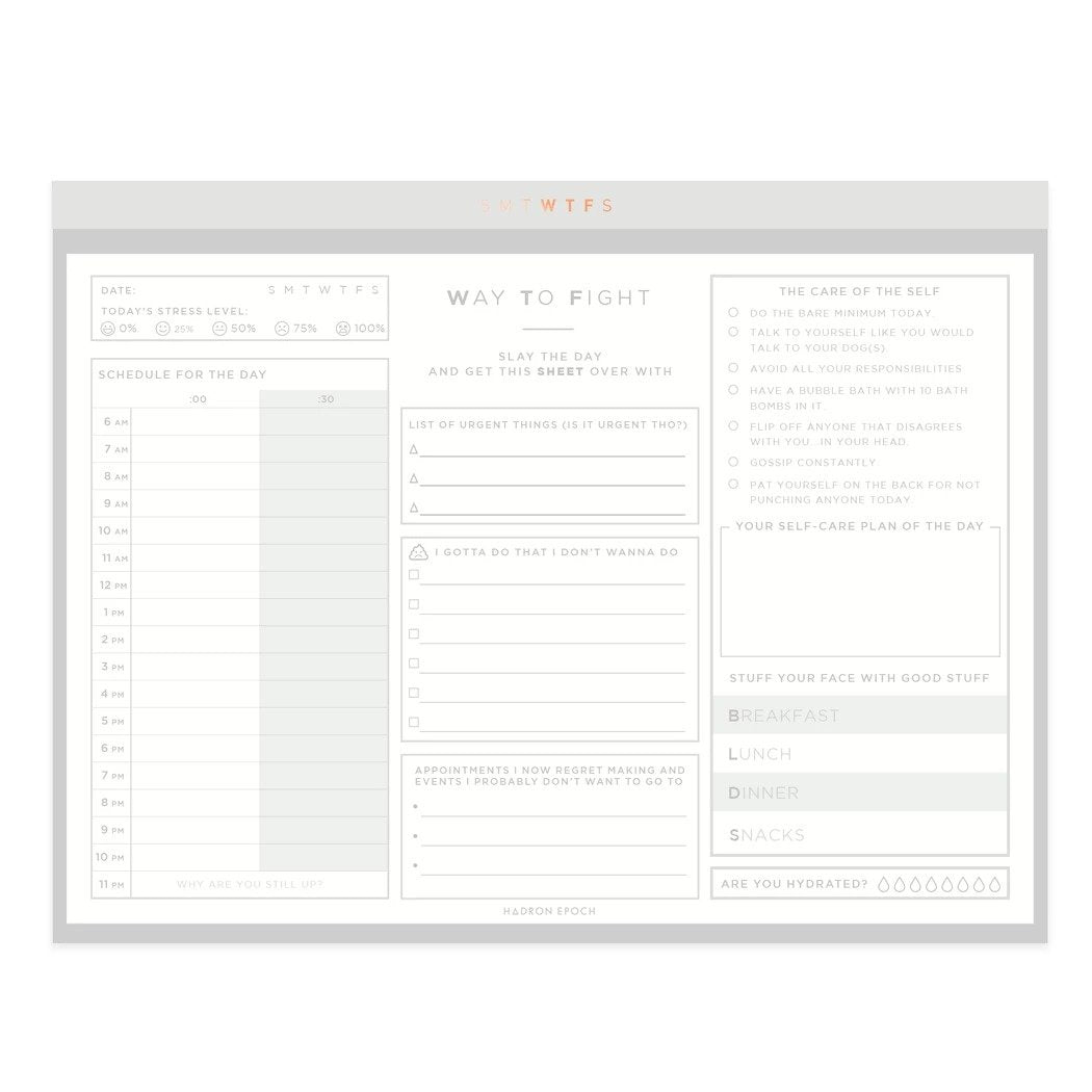 Smtwtfs Daily Planner Desk Pad Hazelnut Cream