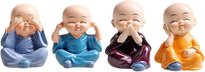 Cute Monk Statue Miniature- Set of 4