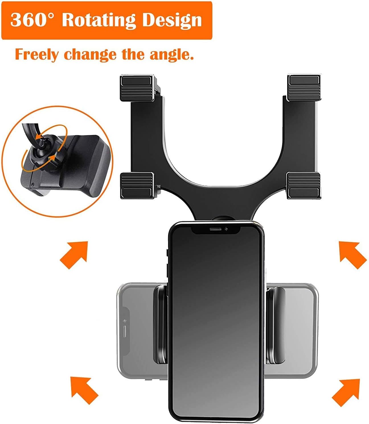 SINT Rear View Mirror Car Mount Bracket, Truck Phone Holder Clip Car Cradle, Smartphone Vehicle Stands for 4.7-6.5 inches Phones | Universal Car Mobile Stand for Rearview and Map View