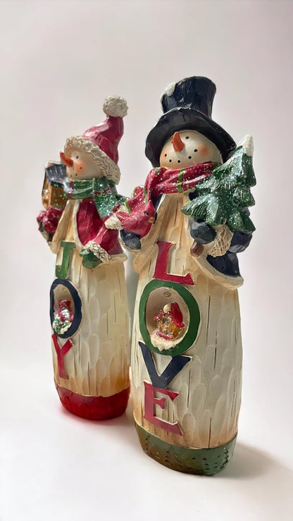 Home Christmas Snowman Decor, Snowman Figurines Resin For Christmas Table Top For Decoration