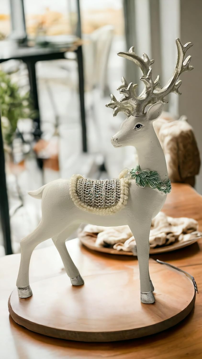 ELK Statue Ornaments for Christmas | Reindeer Fortune Seeking Decoration Modern Retro Art Standing Posture | Christmas Decoration for Home