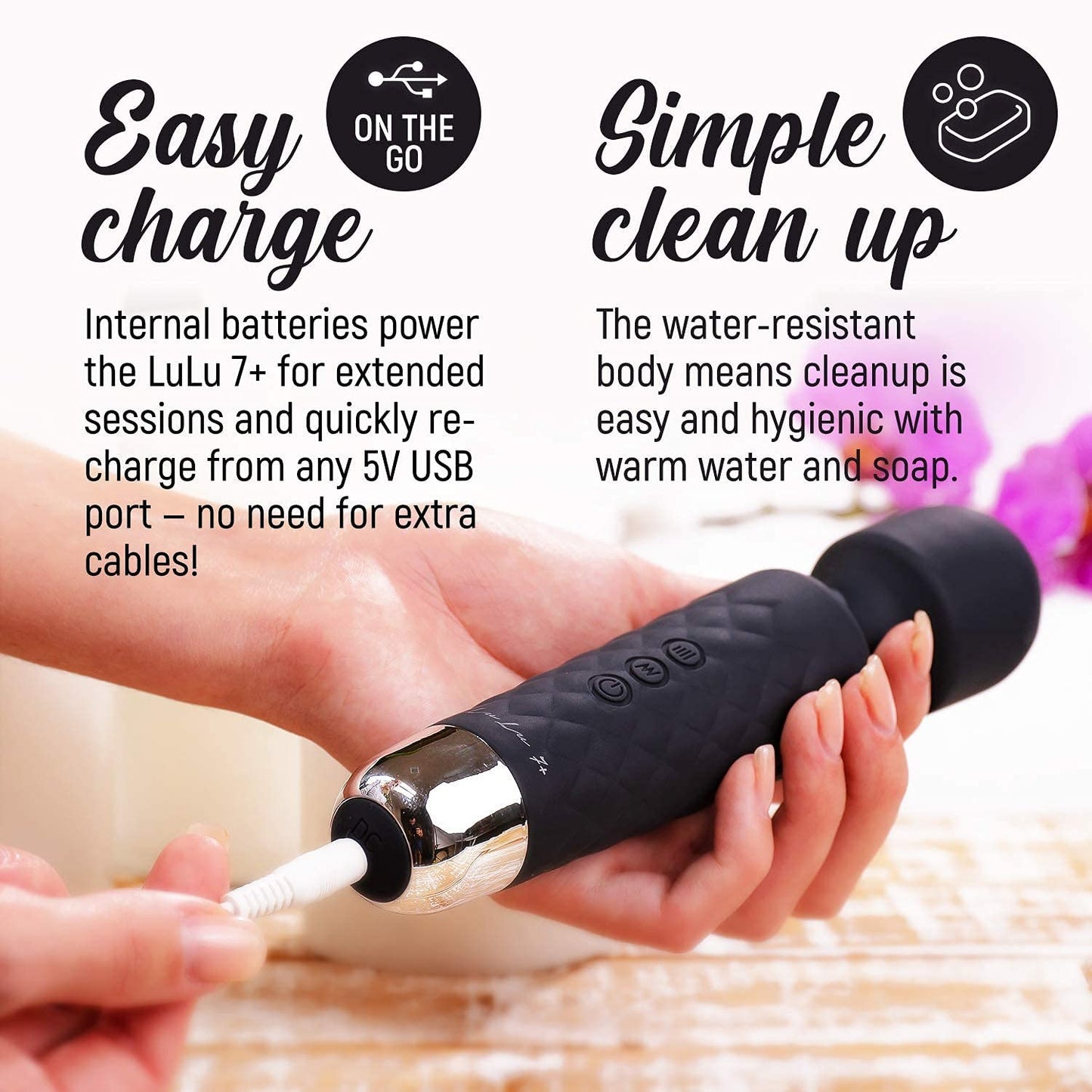 Black Lulu 7+ Handheld Electric Personal Massager