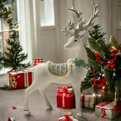 ELK Statue Ornaments for Christmas | Reindeer Fortune Seeking Decoration Modern Retro Art Standing Posture | Christmas Decoration for Home