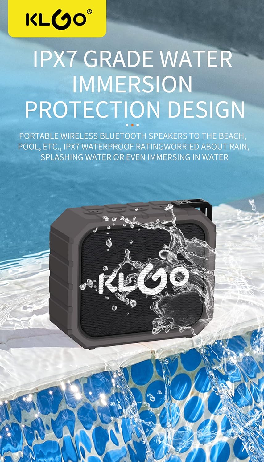 KLGO Bluetooth Stereo Sound Waterproof Speakers