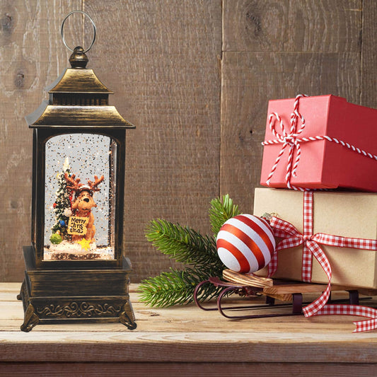 Christmas Musical Snow Globe Lantern, LED Glittering Hanging Lantern Decoration for Festival Gift Christmas Decorations, Home Decor Holiday Party Table Desk