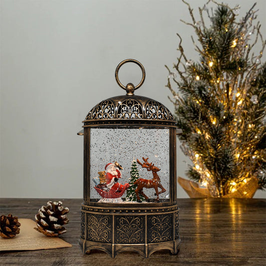 SINT Santa & Elk Musical Snow Globe Lantern