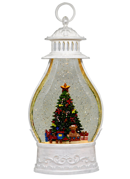 Snow Globe Christmas Tree Musical Lantern for Christmas, Lighted Swirling Glitter Water Lantern