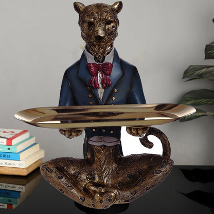 Modern Decor Resin Tiger Tray Statue