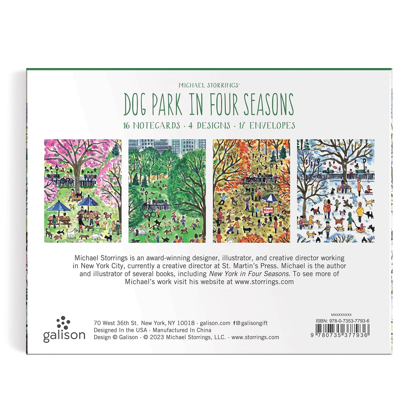 Michael Storrings Dog Park in Four Seasons 16 Note Cards