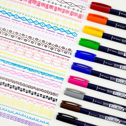 Tombow - Fudenosuke 10 Colors Brush Pens
