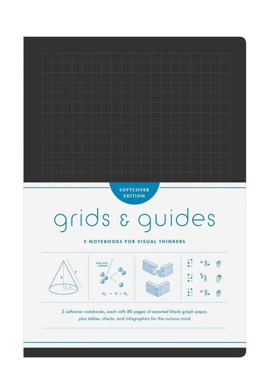 Grids & Guides Softcover (Black): Two Notebooks for Visual Thinkers (Classic Black Notebooks, 5.75 X 8.25", with Grid Paper in Eight Patterns, Ideal f