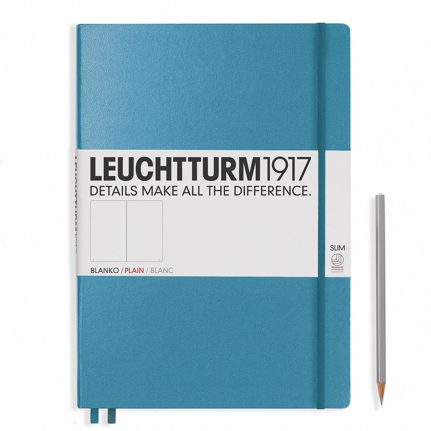 Notebook Master Slim(A4+) Hardcover,121 Numbered Pages,Nordic Blue