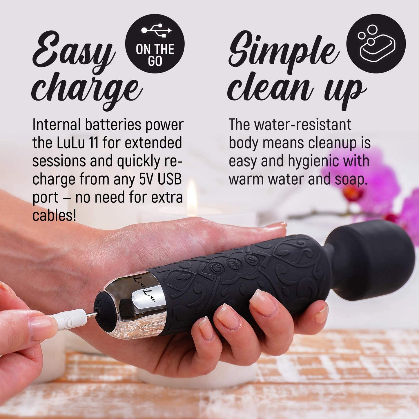 Lulu 11 Handheld Electric Personal Massager: Black