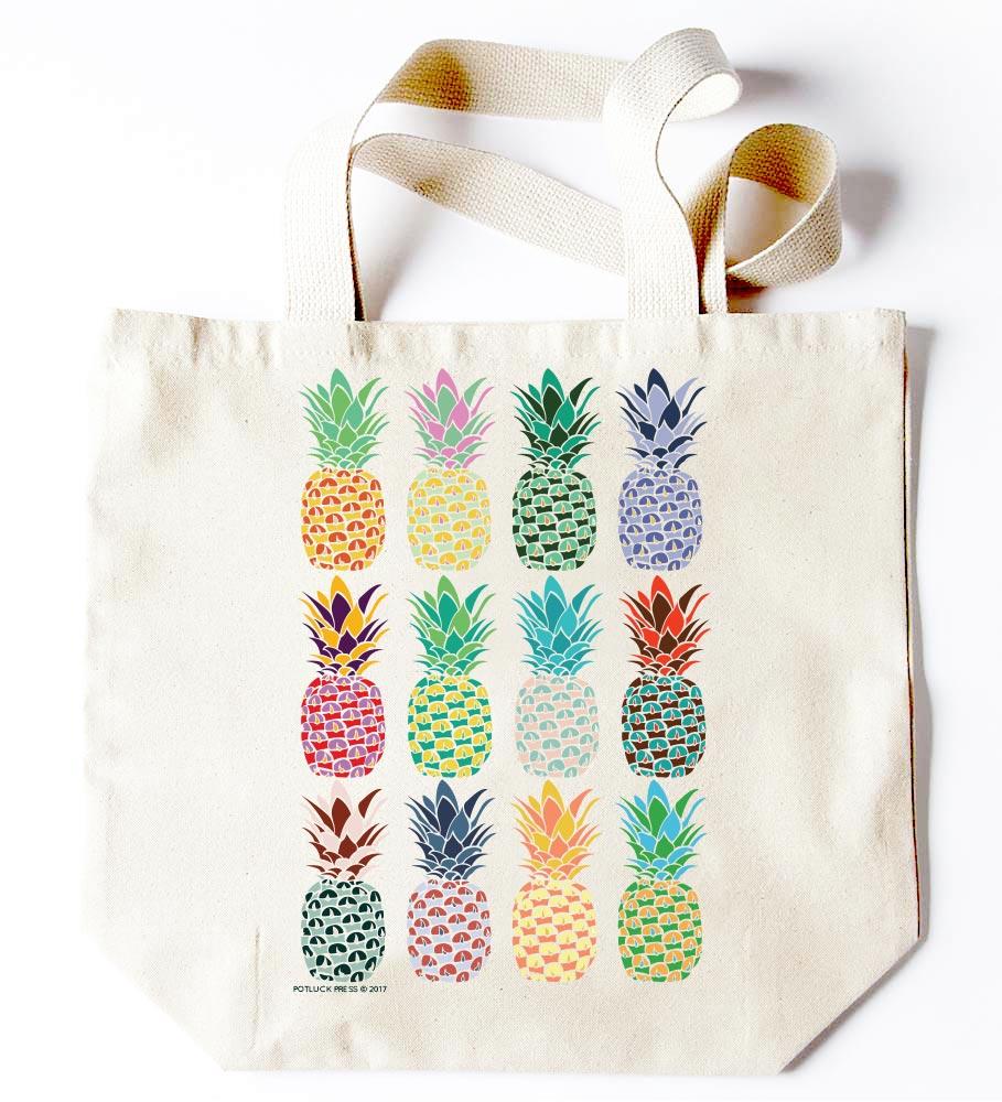 Multi Pineapple Pattern Tote