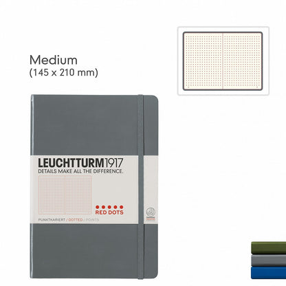 Notebook Medium (A5) Hardcover,Grey, Red Dots