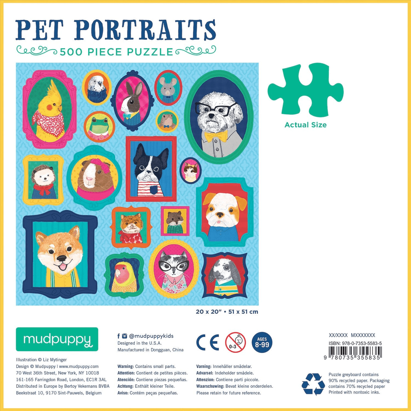 Pet Portraits 500 Piece Family Puzzle
